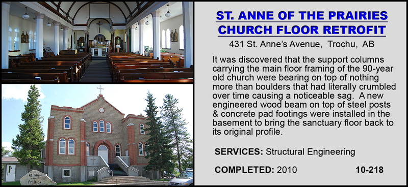 Church St. Anne of the Prairies - Church Floor Retrofit - Trochu Alberta